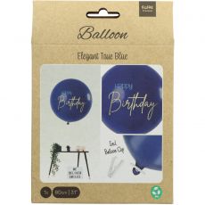 Du�y balon na urodziny ELEGANT BLUE 80 cm