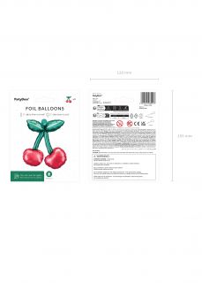 Foliowy balon na powietrze WISIENKI balony do girland 28x31 cm dekoracja na urodziny balon foliowy
