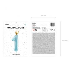 Foliowy balon na ROCZEK CH�OPCA cyfra 1 z koron� niebieska
