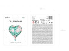 Foliowy balon SERCE w kwiaty (1szt.) dekoracja na urodziny balon foliowy dekoracja urodzinowa