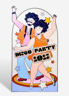 Foto�cianka z otworami na twarz DISCO PARTY
