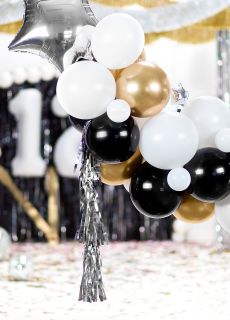 Girlanda balonowa czarno-z�oto-srebrna GWIAZDKI dekoracje balonowe balony na urodziny