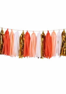 Girlanda frdzle DIY pomaraczowo-biaa