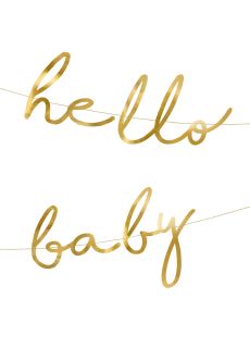 Girlanda HELLO BABY dekoracja baby shower z�ota 