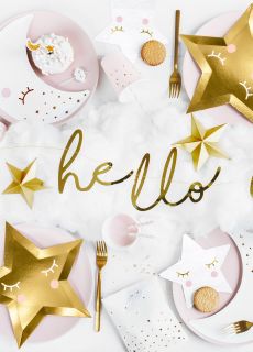 Girlanda HELLO BABY dekoracja baby shower z�ota 
