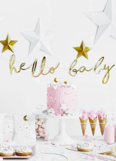 Girlanda HELLO BABY dekoracja baby shower z�ota 