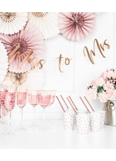 Girlanda wieczr panieski MISS to MRS napis rose gold