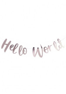 Girlanda na baby shower HELLO WORLD dekoracja zota