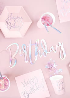 Girlanda urodzinowa HAPPY BIRTHDAY opalizujca