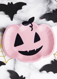 Jednorazowe talerzyki na Halloween DYNIA r�owe (6szt.) talerzyki Halloween talerzyki papierowe Halloween