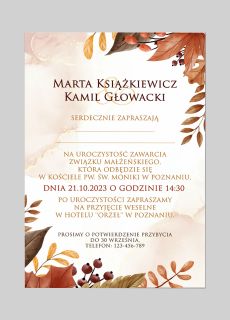 Zaproszenia �lubne JESIENNE ze zdj�ciem