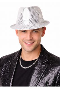 Kapelusz cekinowy srebrny