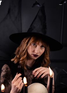 Halloweenowy KAPELUSZ WIED�MY czarny