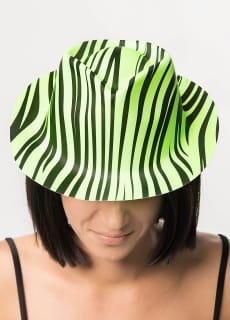 Kapelusz na kicz party ZEBRA zielony