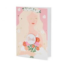 Kartka na panieski dla panny modej BRIDE z przypink
