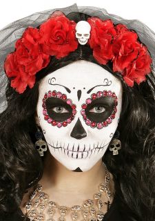 Kolczyki czaszki BLACK ROSE do stroju na Halloween