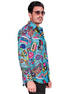 Kolorowa koszula LATA 80 - L/XL