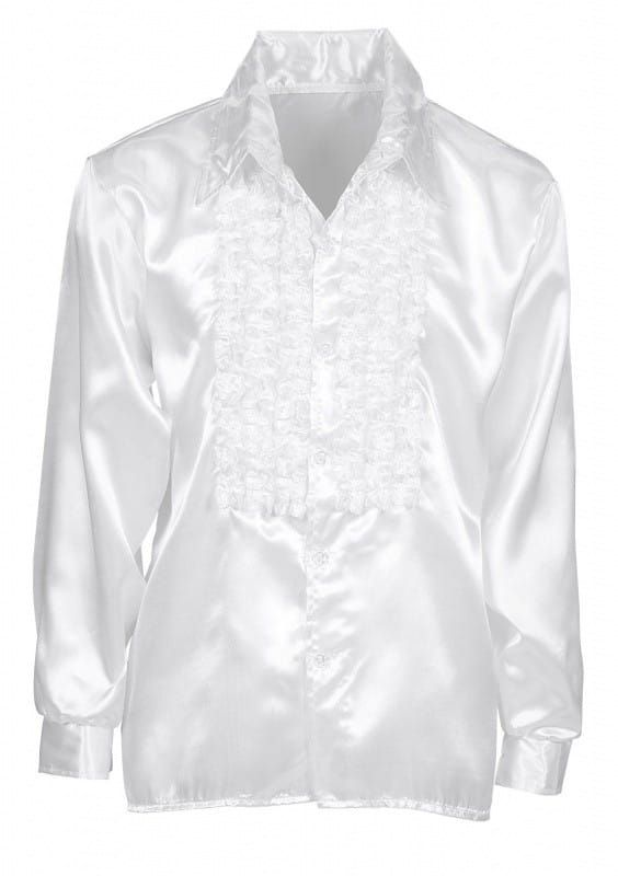 Koszula DISCO z żabotem biała - XL