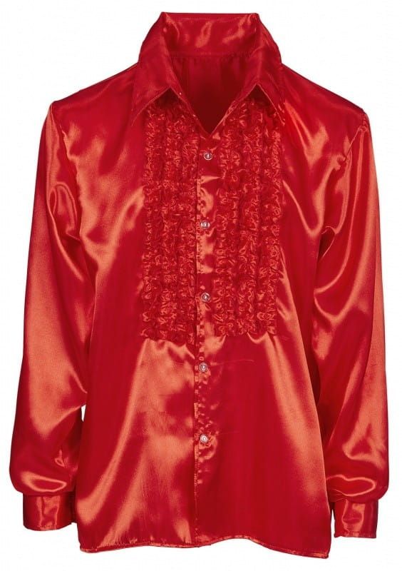 Koszula DISCO z żabotem czerwona - XL