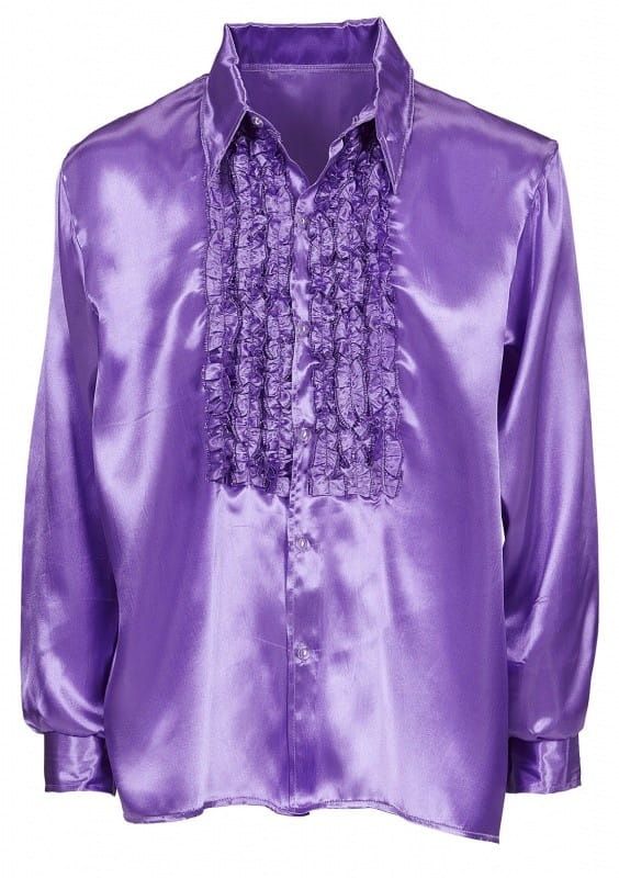 Koszula DISCO z żabotem fioletowa strój lata 70 - M/L