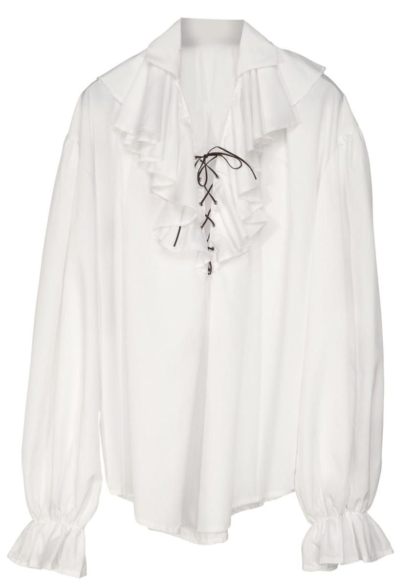 Biała koszula z żabotem męska - XL