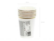 Kubeczki bia�e z z�otym brzegiem 260ml (6szt.)