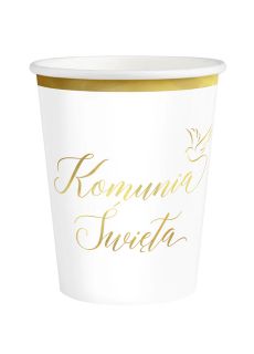 Kubeczki papierowe KOMUNIA �WI�TA (6 szt.) kubeczki jednorazowe dekoracje na komuni� ozdoby na komuni�