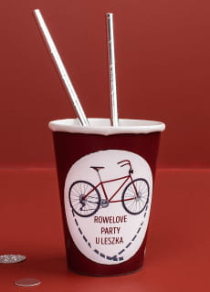 Kubeczki personalizowane na urodziny rowerzysty ROWEROWO (8szt.)