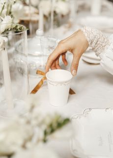 Eleganckie kubeczki ekologiczne Z ORNAMENTEM 220 ml (6szt.) kubeczki jednorazowe kubeczki urodzinowe