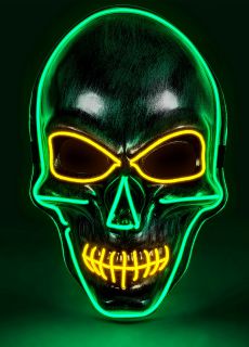 Maska led ZIELONA CZASZKA halloween maska LED �wiec�ca maska na Halloween maska czaszki