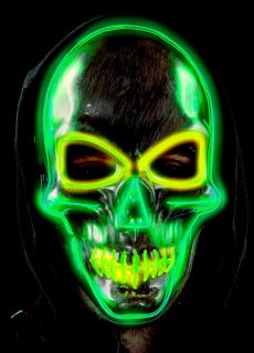 Maska led ZIELONA CZASZKA halloween maska LED �wiec�ca maska na Halloween maska czaszki