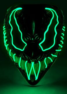 Maska LED zielony potw�r maska potwora �wiec�ca maska na halloween maska led halloween maska halloween led