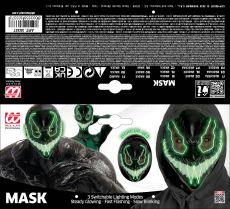 Maska LED zielony potw�r maska potwora �wiec�ca maska na halloween maska led halloween maska halloween led