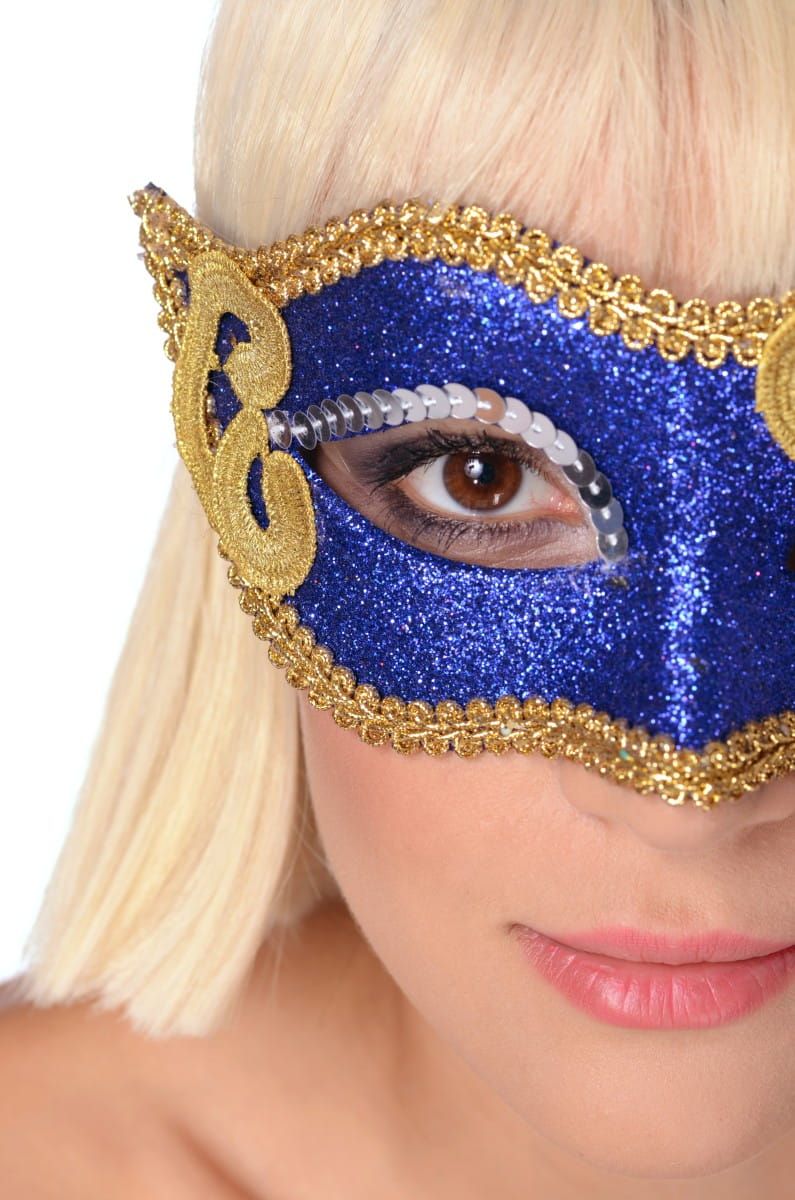 Maska na oczy niebiesko złota