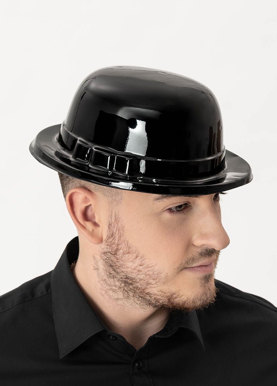 Czarny melonik plastikowy kapelusz karnawałowy