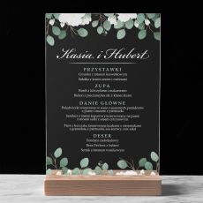 Dekoracja na st� weselny MENU WESELNE