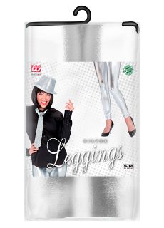 Metaliczne LEGGINSY srebrne - S/M