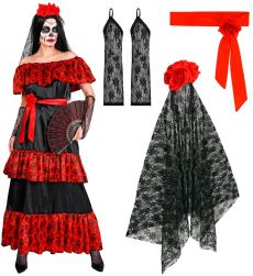 Str�j LA CATRINA - S przebranie na halloween str�j na halloween damski kostium meksyka�ski los muertos stroje
