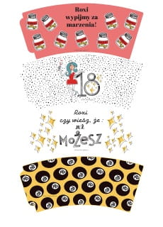 Kubeczki personalizowane 18 URODZINY Roxi (8szt.) kubeczki personalizowane dekoracje sto�u na 18