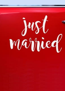 Naklejka �lubna na samoch�d JUST MARRIED 