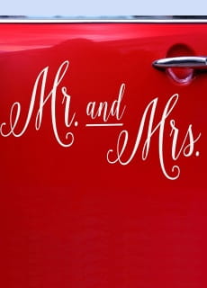 Naklejka �lubna na samoch�d MR & MRS (3szt.)