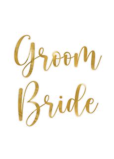 Naklejki na kieliszki �lubne BRIDE&GROOM z�ote