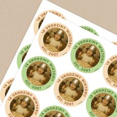 Naklejki urodzinowe ZE ZDJ�CIEM personalizowane naklejki naklejki ze zdj�ciem naklejki na urodziny