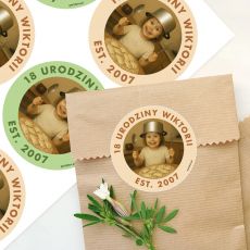 Naklejki urodzinowe ZE ZDJ�CIEM personalizowane naklejki naklejki ze zdj�ciem naklejki na urodziny