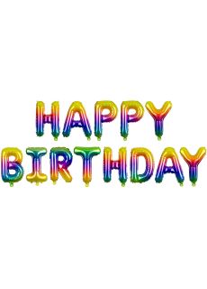 Napis HAPPY BIRTHDAY balony t�czowe