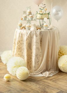 Be�owy obrus KWIATY obrus w kwiaty dekoracja sto�u obrus na st� dekoracja na st�