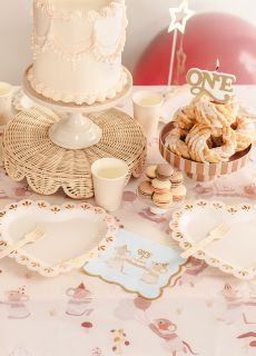 Papierowy obrus pastelowy MYSZKI dekoracje urodzinowe dla dzieci obrus na urodziny dziecka