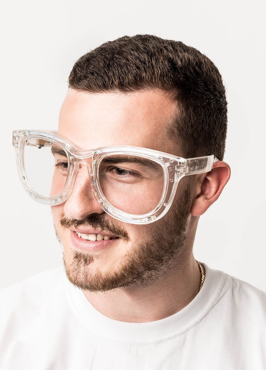 Mega okulary wiecce LED transparentne