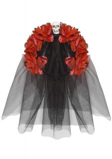 Opaska CZERWONE RӯE z welonem Dia de los Muertos