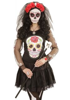 Opaska CZERWONE RӯE z welonem Dia de los Muertos